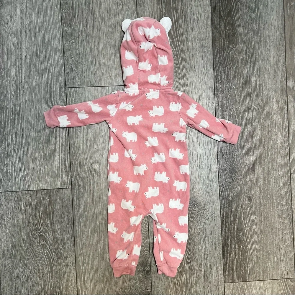 CARTERS ZIP UP FLEECE JUMPSUIT ROMPER PINK 9MO